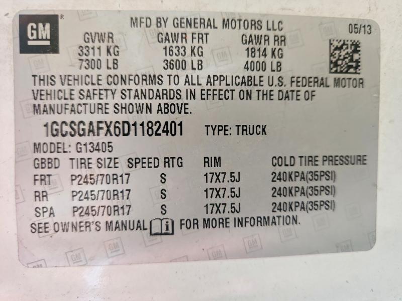 56593876 :رقم المزاد ، 1GCSGAFX6D1182401 vin ، 2013 Chevrolet Express G1500 مزاد بيع