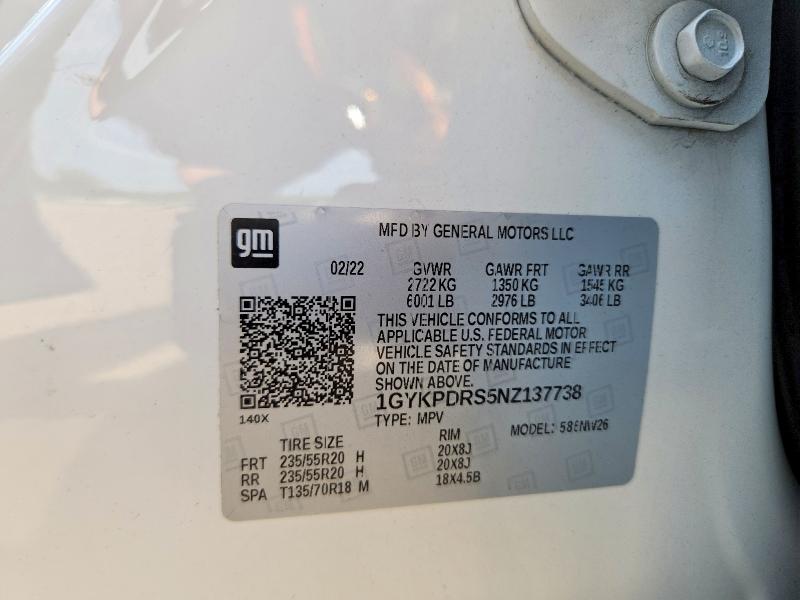 2022 Cadillac Xt6 მანქანა იყიდება აუქციონზე, vin: 1GYKPDRS5NZ137738, აუქციონის ნომერი: 55926636