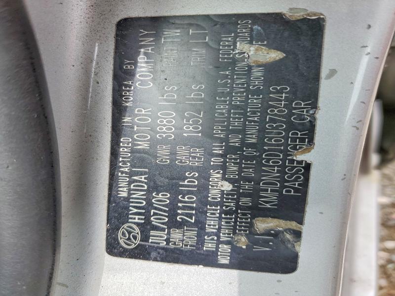 Продаж на аукціоні авто 2006 Hyundai Elantra, vin: KMHDN46D16U378443, номер лоту: 57543276