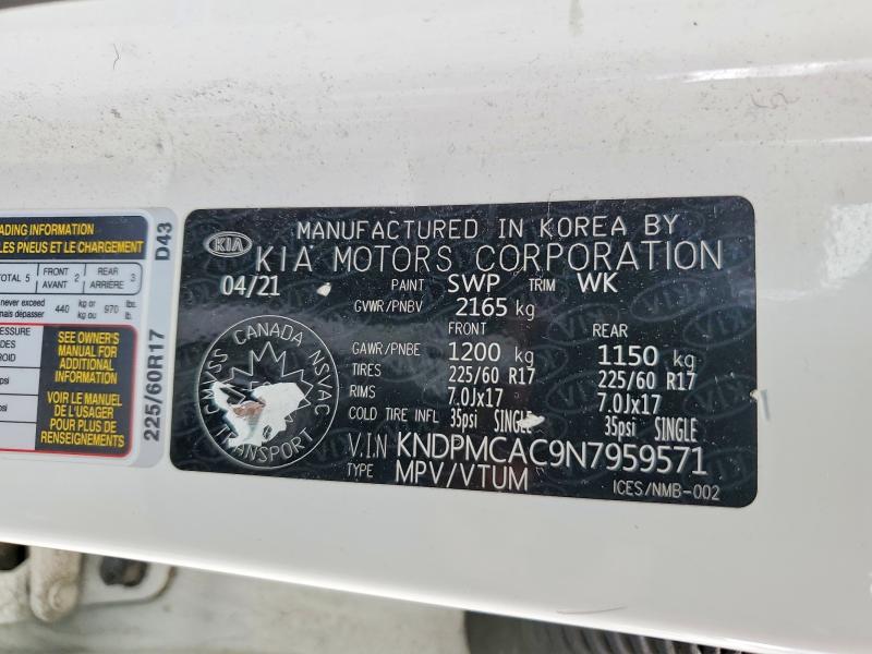 Aukcja sprzedaży 2022 Kia Sportage, vin: KNDPMCAC9N7959571, numer aukcji: 57122286