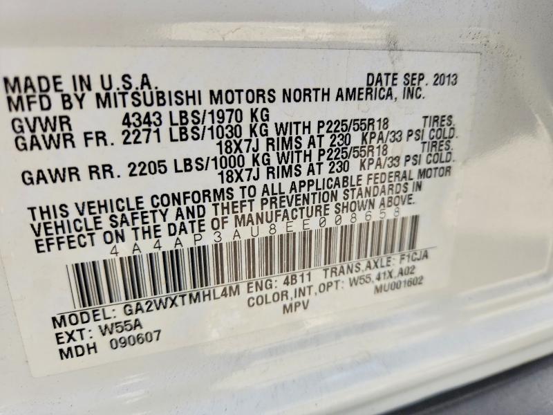 56307126 :رقم المزاد ، 4A4AP3AU8EE008658 vin ، 2014 Mitsubishi Outlander Sport مزاد بيع