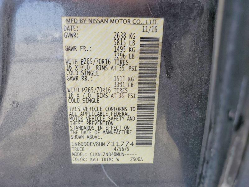Продаж на аукціоні авто 2017 Nissan Frontier, vin: 1N6DD0EV8HN711774, номер лоту: 58515986
