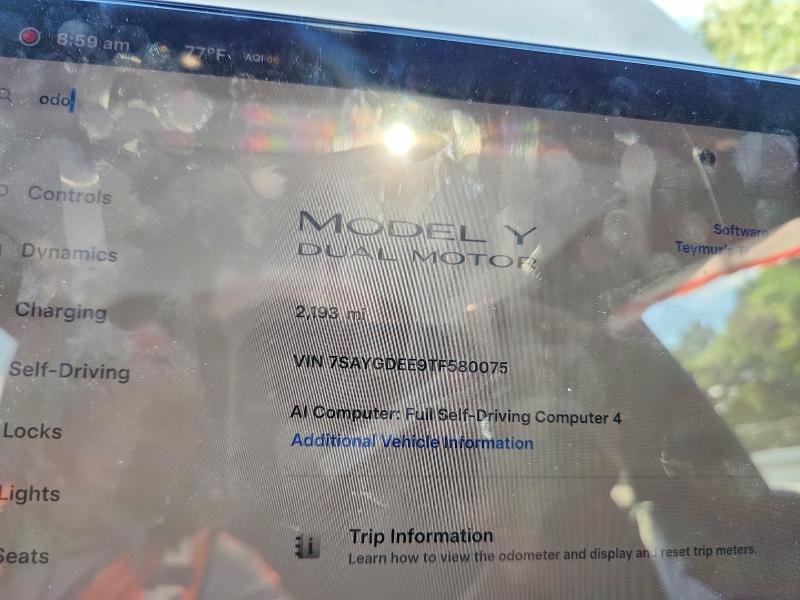 2026 Tesla Model Y მანქანა იყიდება აუქციონზე, vin: 7SAYGDEE9TF580075, აუქციონის ნომერი: 56489776