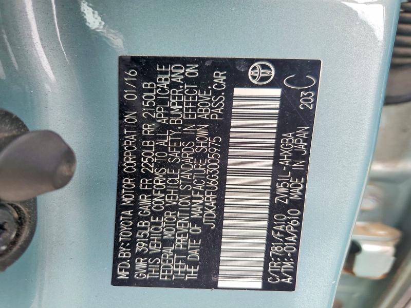 Продажа на аукционе авто 2016 Toyota Prius, vin: JTDKARFU6G3005975, номер лота: 55735636