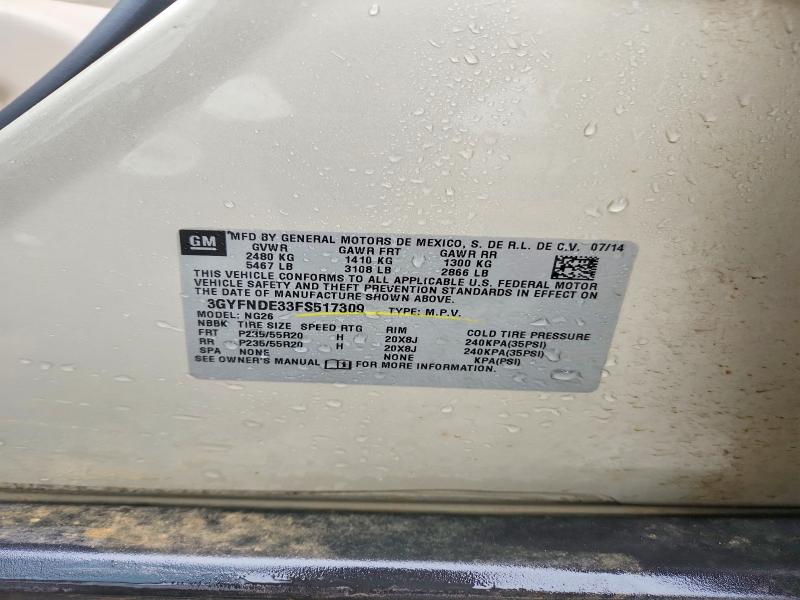 56467126 :رقم المزاد ، 3GYFNDE33FS517309 vin ، 2015 Cadillac Srx مزاد بيع