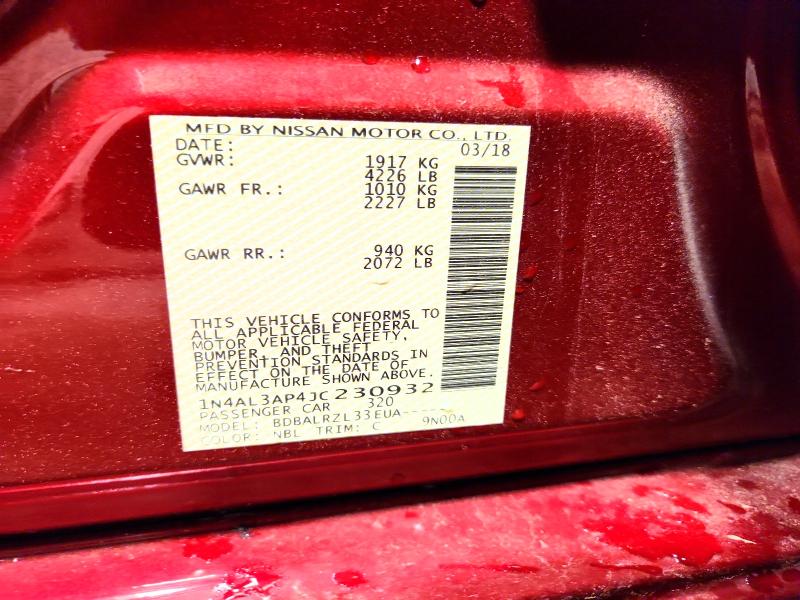 57714556 :رقم المزاد ، 1N4AL3AP4JC230932 vin ، 2018 Nissan Altima مزاد بيع