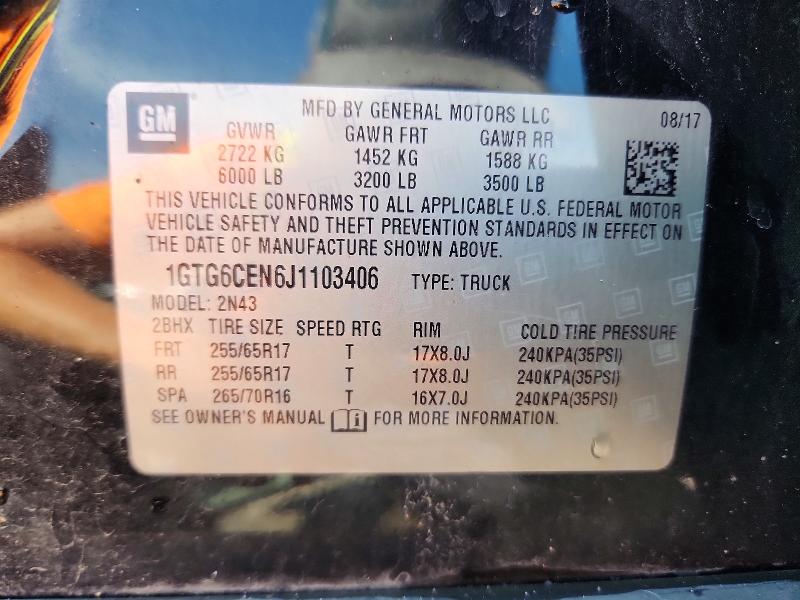 2018 Gmc Canyon მანქანა იყიდება აუქციონზე, vin: 1GTG6CEN6J1103406, აუქციონის ნომერი: 54812396