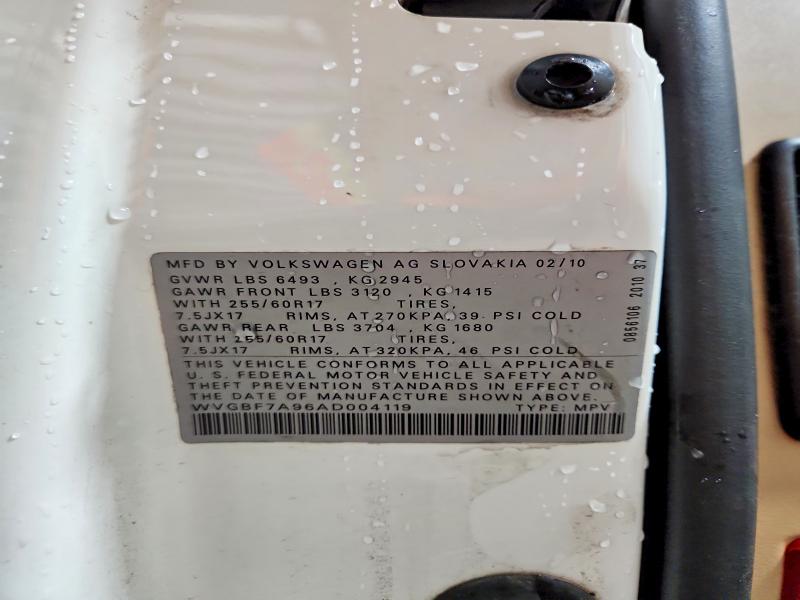 Продажа на аукционе авто 2010 Volkswagen Touareg, vin: WVGBF7A96AD004119, номер лота: 85619615