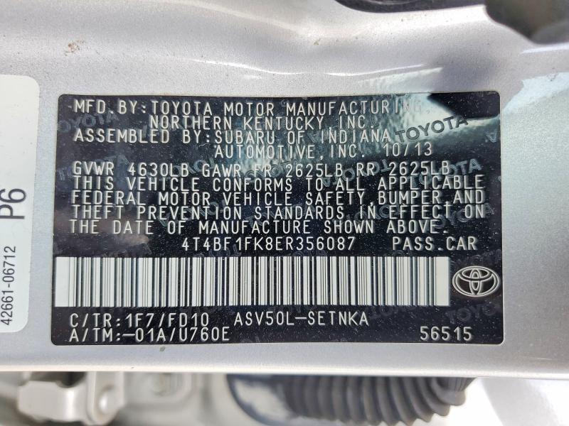 Aukcja sprzedaży 2014 Toyota Camry, vin: 4T4BF1FK8ER356087, numer aukcji: 58472426
