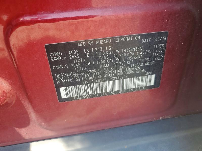 Продажа на аукционе авто 2019 Subaru Outback, vin: 4S4BSAFC9K3355904, номер лота: 58253436