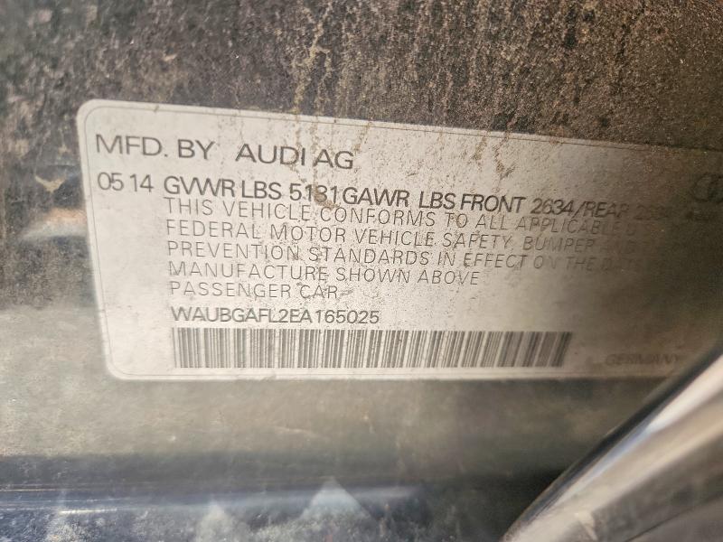 85458305 :رقم المزاد ، WAUBGAFL2EA165025 vin ، 2014 Audi S4 مزاد بيع