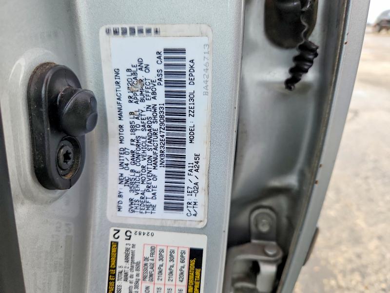 2007 Toyota Corolla მანქანა იყიდება აუქციონზე, vin: 1NXBR32E47Z908331, აუქციონის ნომერი: 57430366