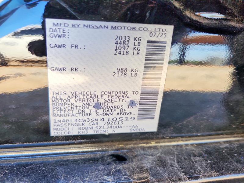 Aukcja sprzedaży 2025 Nissan Altima, vin: 1N4BL4CW3SN410519, numer aukcji: 57309116