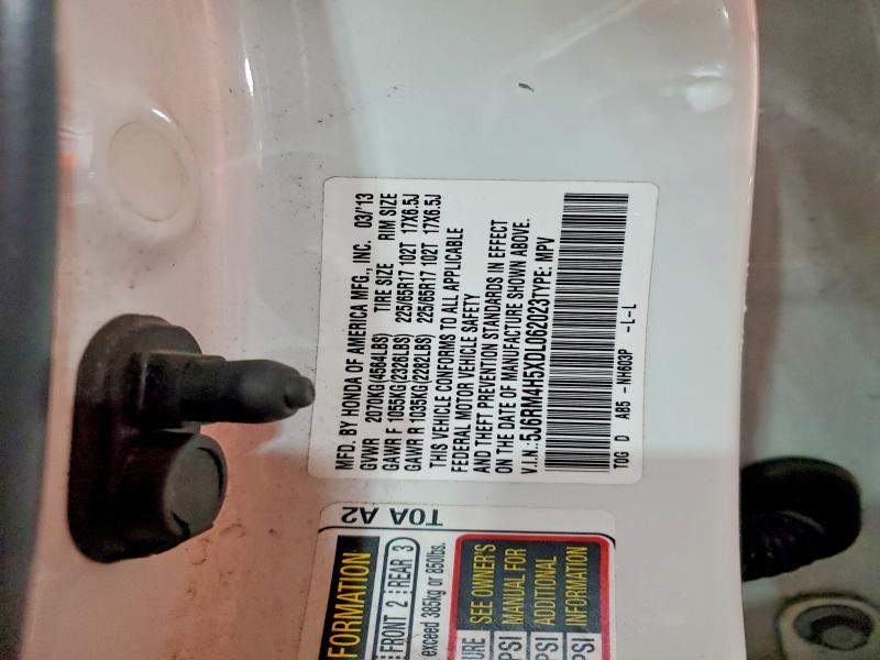 2013 Honda Cr-v მანქანა იყიდება აუქციონზე, vin: 5J6RM4H5XDL062023, აუქციონის ნომერი: 56963546