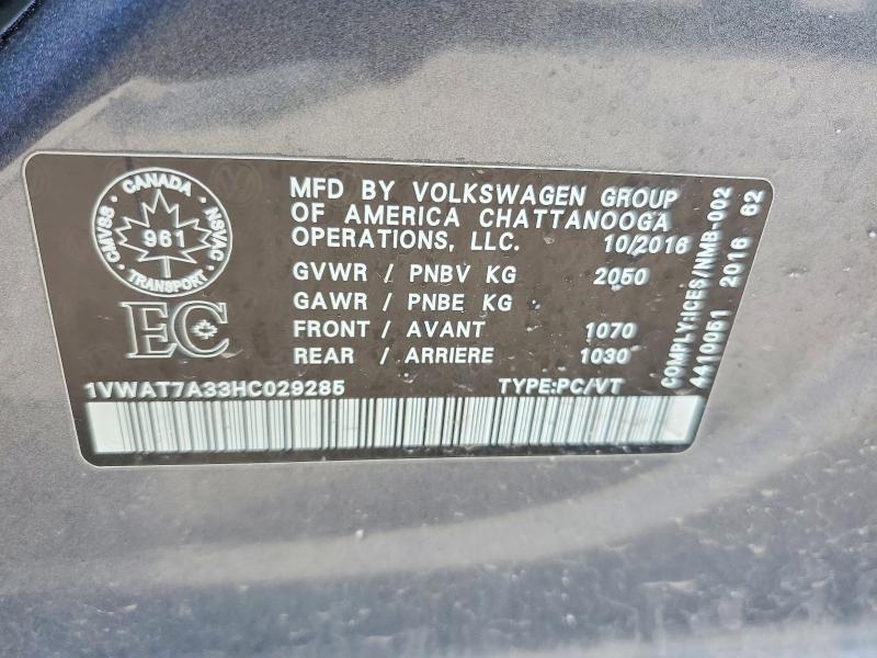 Продажа на аукционе авто 2017 Volkswagen Passat, vin: 1VWAT7A33HC029285, номер лота: 56648146