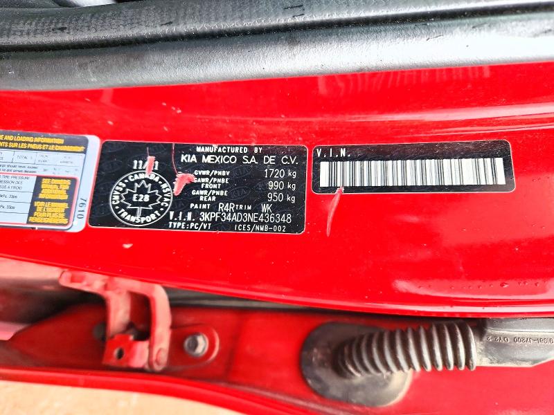 2022 Kia Forte მანქანა იყიდება აუქციონზე, vin: 3KPF34AD3NE436348, აუქციონის ნომერი: 57536996
