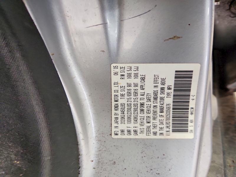 56176316 :رقم المزاد ، JHLRD78835C056876 vin ، 2005 Honda Cr-v مزاد بيع