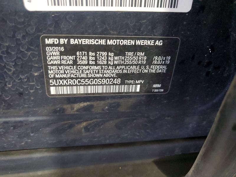 2016 Bmw X5 მანქანა იყიდება აუქციონზე, vin: 5UXKR0C55G0S90248, აუქციონის ნომერი: 58597566
