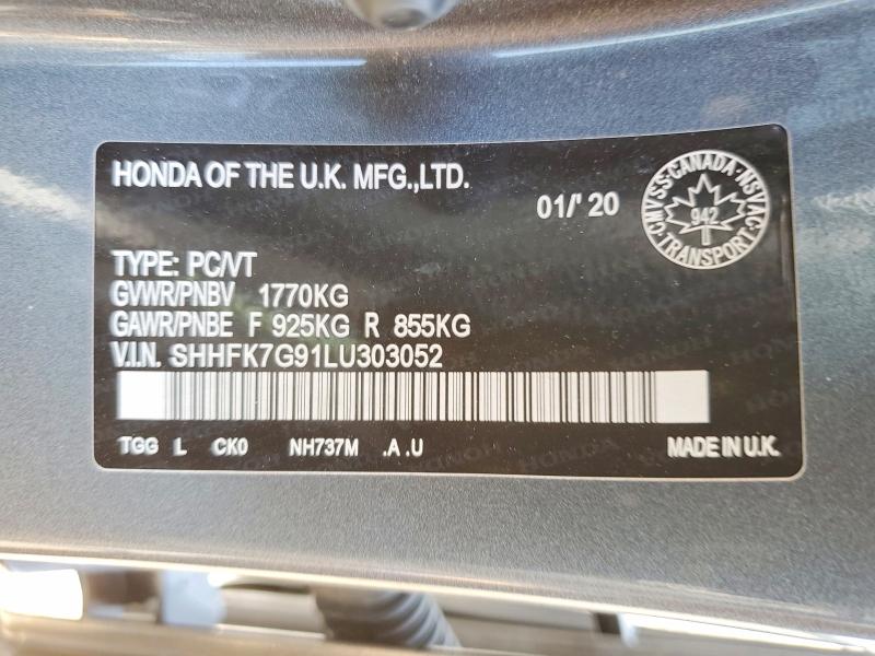 Aukcja sprzedaży 2020 Honda Civic, vin: SHHFK7G91LU303052, numer aukcji: 55765456