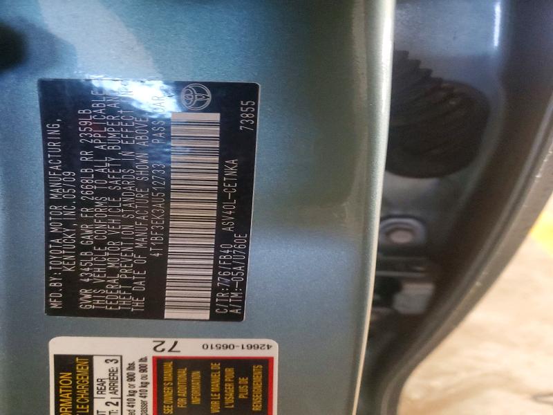 2010 Toyota Camry მანქანა იყიდება აუქციონზე, vin: 4T1BF3EK3AU512733, აუქციონის ნომერი: 57490496
