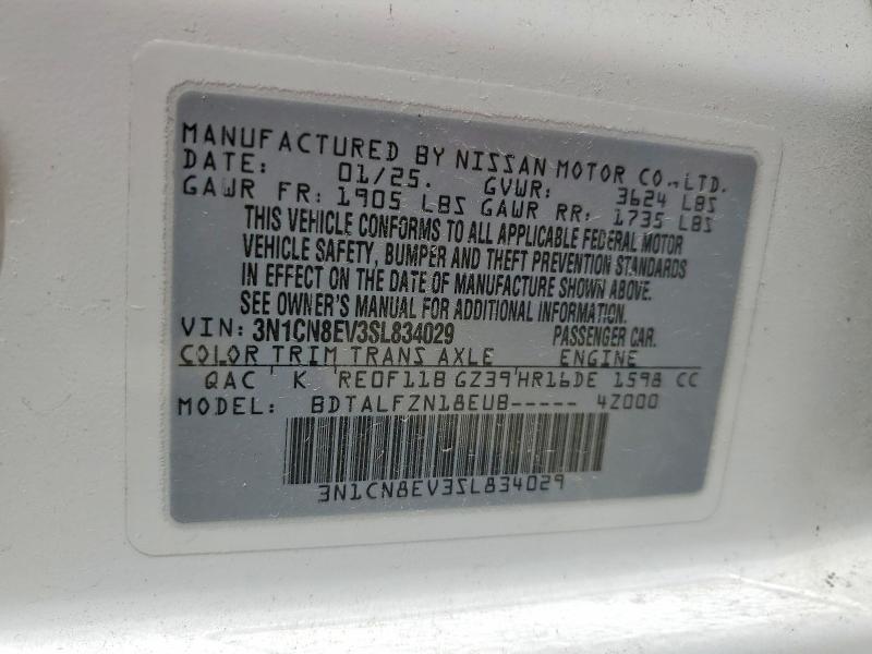 57018236 :رقم المزاد ، 3N1CN8EV3SL834029 vin ، 2025 Nissan Versa مزاد بيع