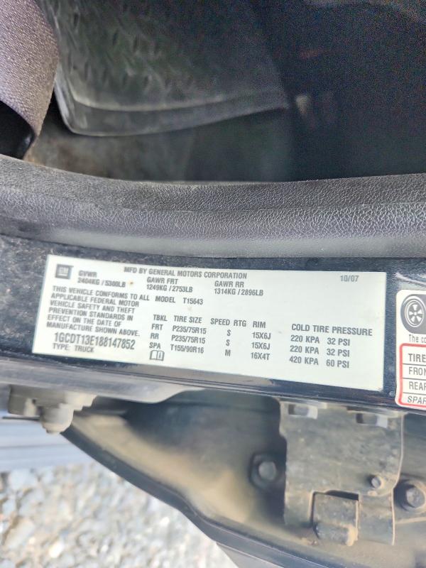 2008 Chevrolet Colorado მანქანა იყიდება აუქციონზე, vin: 1GCDT13E188147852, აუქციონის ნომერი: 58554846