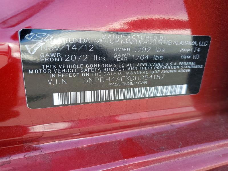 Aukcja sprzedaży 2013 Hyundai Elantra, vin: 5NPDH4AEXDH254187, numer aukcji: 55766706
