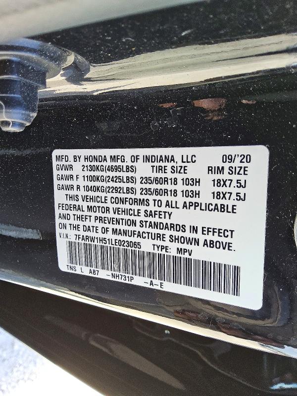 56608836 :رقم المزاد ، 7FARW1H51LE023065 vin ، 2020 Honda Cr-v مزاد بيع