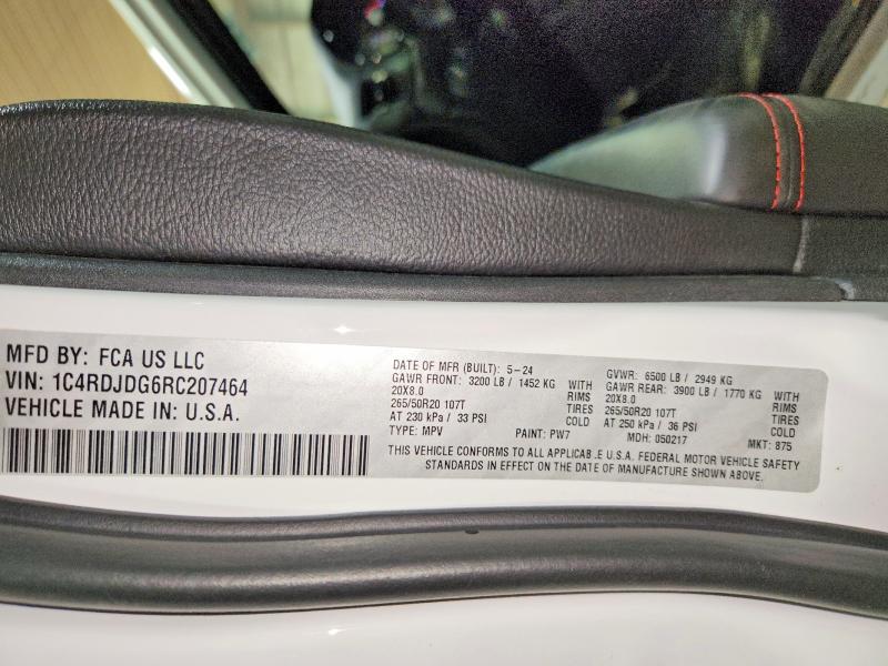 2024 Dodge Durango მანქანა იყიდება აუქციონზე, vin: 1C4RDJDG6RC207464, აუქციონის ნომერი: 55798546