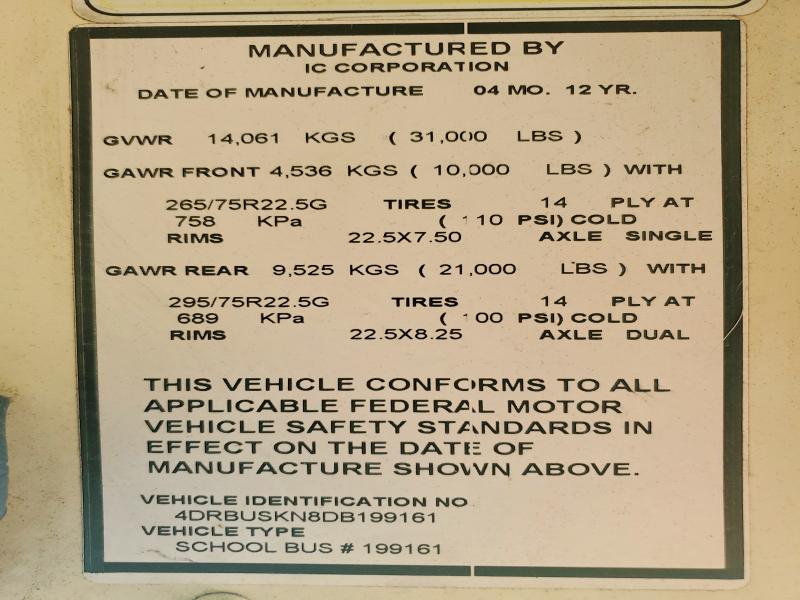 Продаж на аукціоні авто 2013 Ic Corporation Ce Series School, vin: 4DRBUSKN8DB199161, номер лоту: 56032546