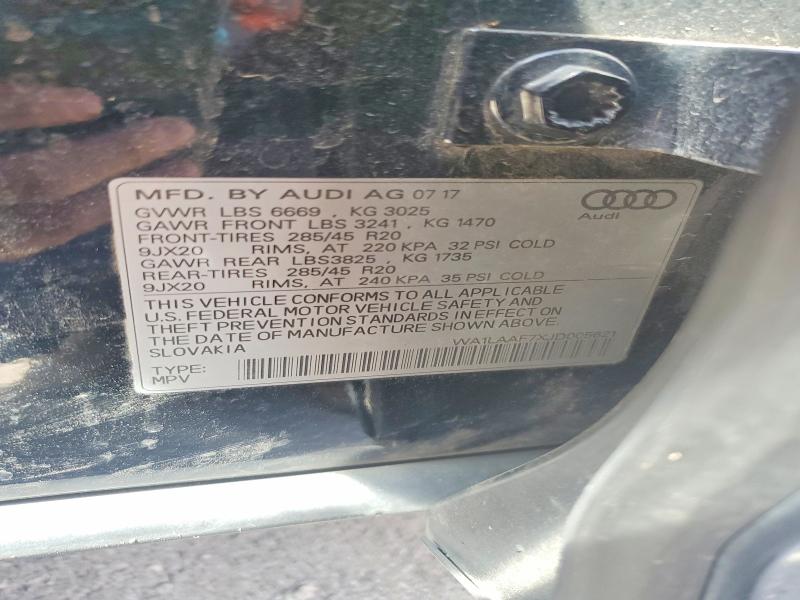 57544066 :رقم المزاد ، WA1LAAF7XJD005621 vin ، 2018 Audi Q7 مزاد بيع