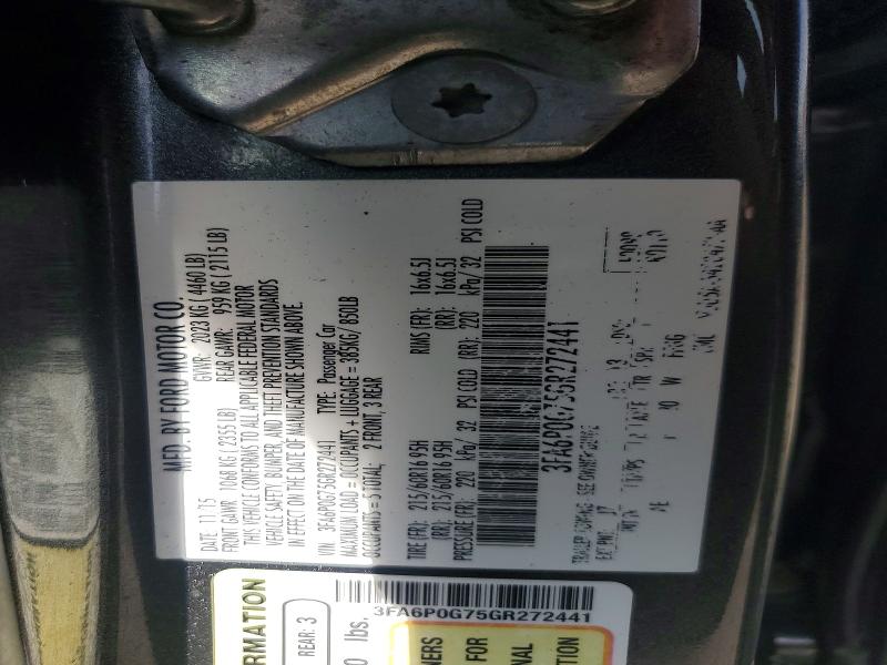 Продаж на аукціоні авто 2016 Ford Fusion, vin: 3FA6P0G75GR272441, номер лоту: 57311426