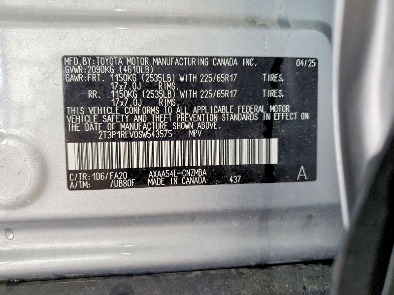 Продаж на аукціоні авто 2025 Toyota Rav4, vin: 2T3P1RFV0SW543575, номер лоту: 56149366
