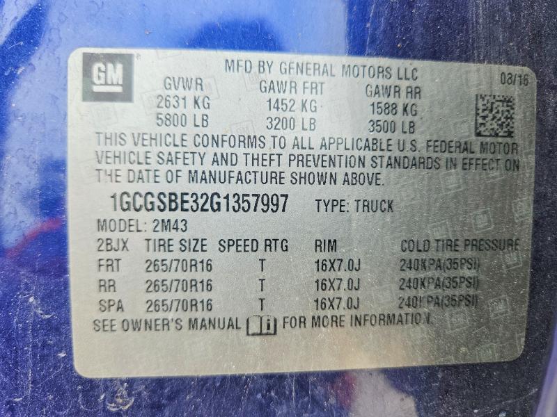 Продажа на аукционе авто 2016 Chevrolet Colorado, vin: 1GCGSBE32G1357997, номер лота: 56318806