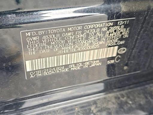 Aukcja sprzedaży 2013 Lexus Gs, vin: JTHBE1BL4D5000825, numer aukcji: 59200876