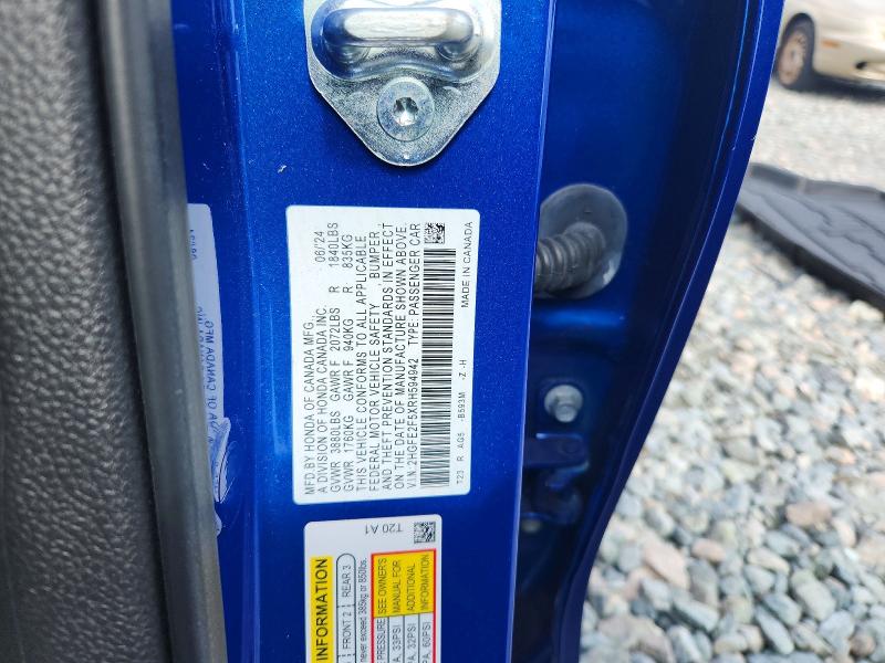 Aukcja sprzedaży 2024 Honda Civic, vin: 2HGFE2F5XRH594942, numer aukcji: 58234316