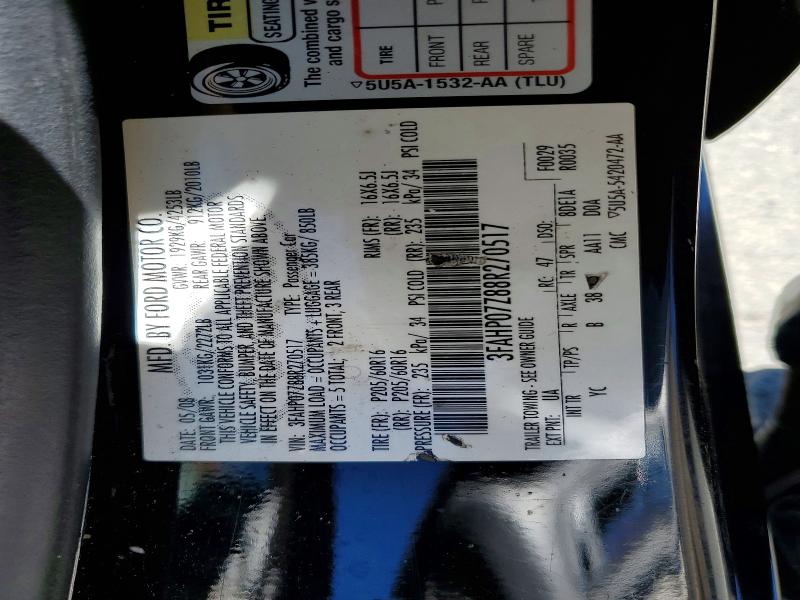 Aukcja sprzedaży 2008 Ford Fusion, vin: 3FAHP07Z88R270517, numer aukcji: 56894596