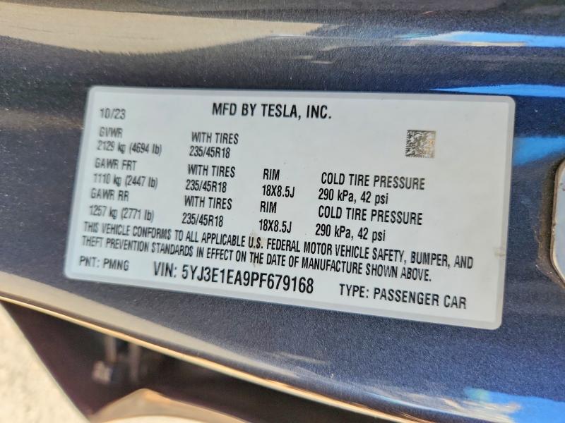 Продажа на аукционе авто 2023 Tesla Model 3, vin: 5YJ3E1EA9PF679168, номер лота: 55537236