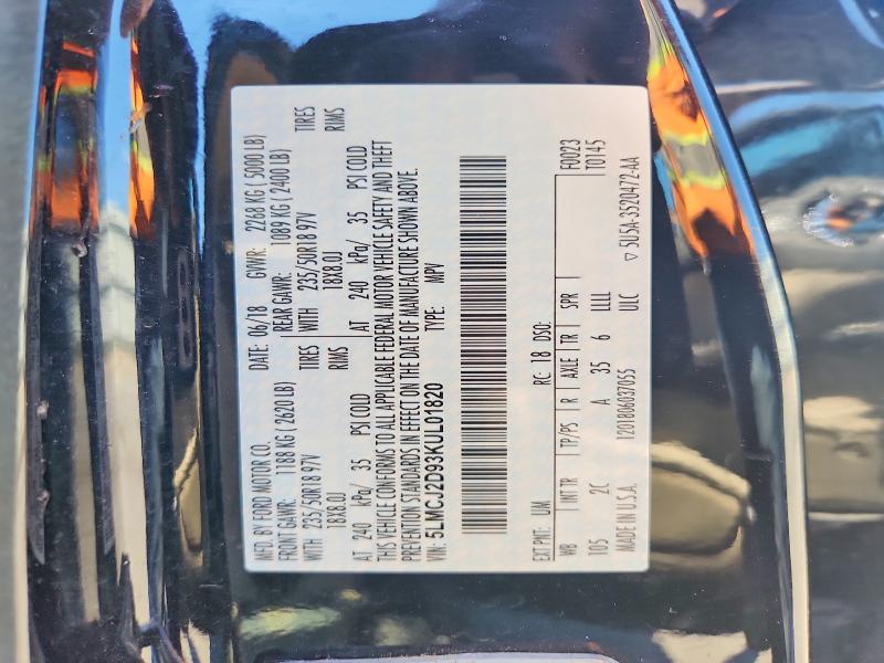 55667826 :رقم المزاد ، 5LMCJ2D93KUL01820 vin ، 2019 Lincoln Mkc مزاد بيع
