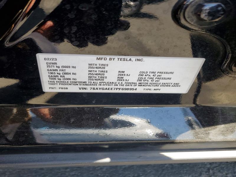 54437396 :رقم المزاد ، 7SAYGAEE7PF698954 vin ، 2023 Tesla Model Y مزاد بيع