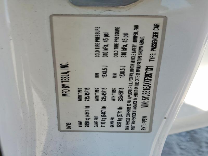 Aukcja sprzedaży 2019 Tesla Model 3, vin: 5YJ3E1EAXKF397131, numer aukcji: 58036386