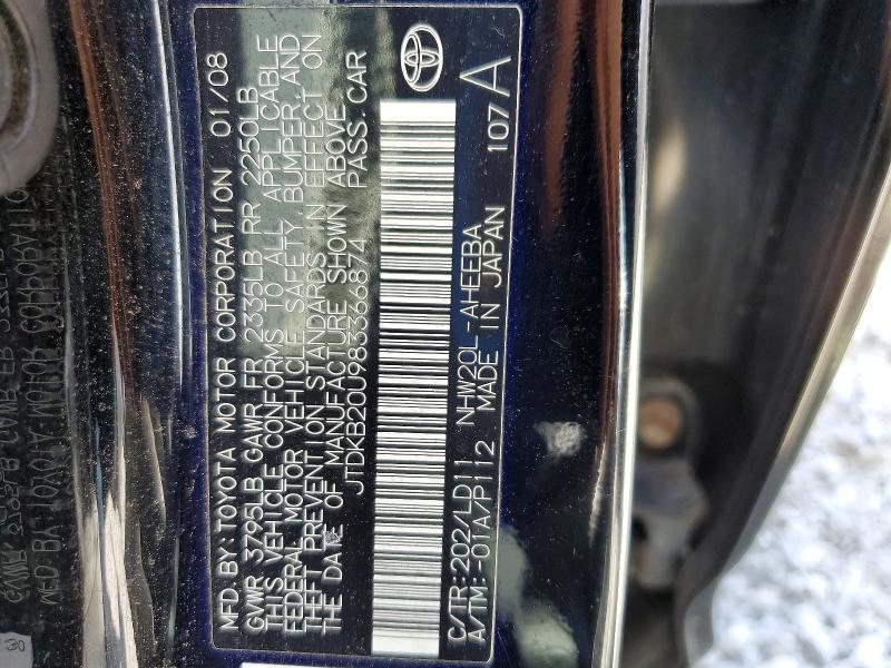 Продажа на аукционе авто 2008 Toyota Prius, vin: JTDKB20U983366874, номер лота: 57033726