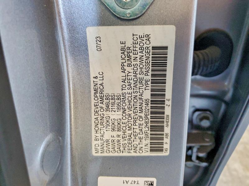 2023 Honda Civic მანქანა იყიდება აუქციონზე, vin: 19XFL2H83PE021465, აუქციონის ნომერი: 57375806