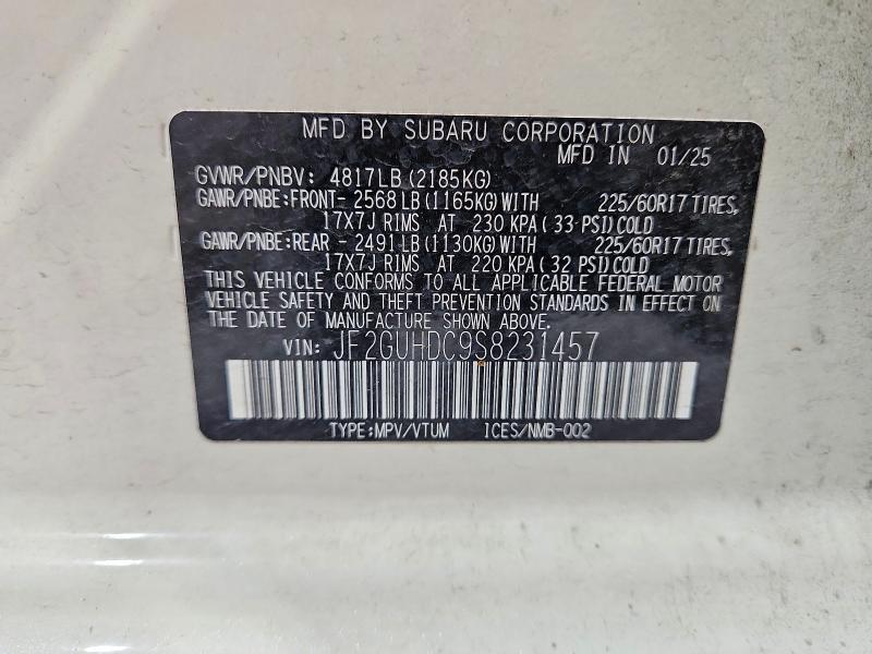 2025 Subaru Crosstrek მანქანა იყიდება აუქციონზე, vin: JF2GUHDC9S8231457, აუქციონის ნომერი: 56565896