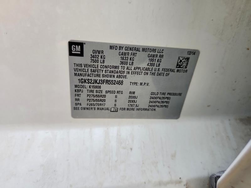 2015 Gmc Yukon Xl მანქანა იყიდება აუქციონზე, vin: 1GKS2JKJ3FR552468, აუქციონის ნომერი: 56427366
