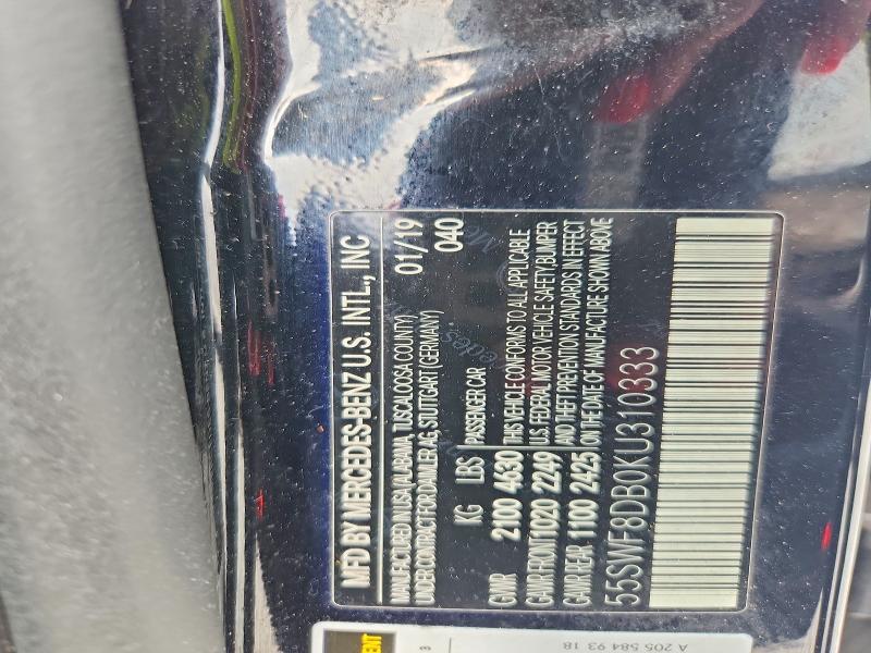 Продажа на аукционе авто 2019 Mercedes-benz C, vin: 55SWF8DB0KU310333, номер лота: 58749906