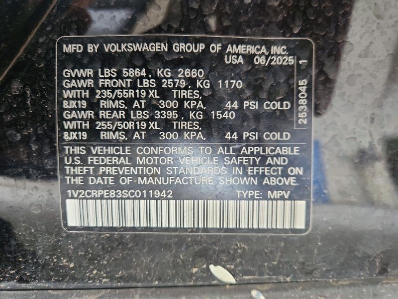 55304926 :رقم المزاد ، 1V2CRPE83SC011942 vin ، 2025 Volkswagen Id.4 مزاد بيع