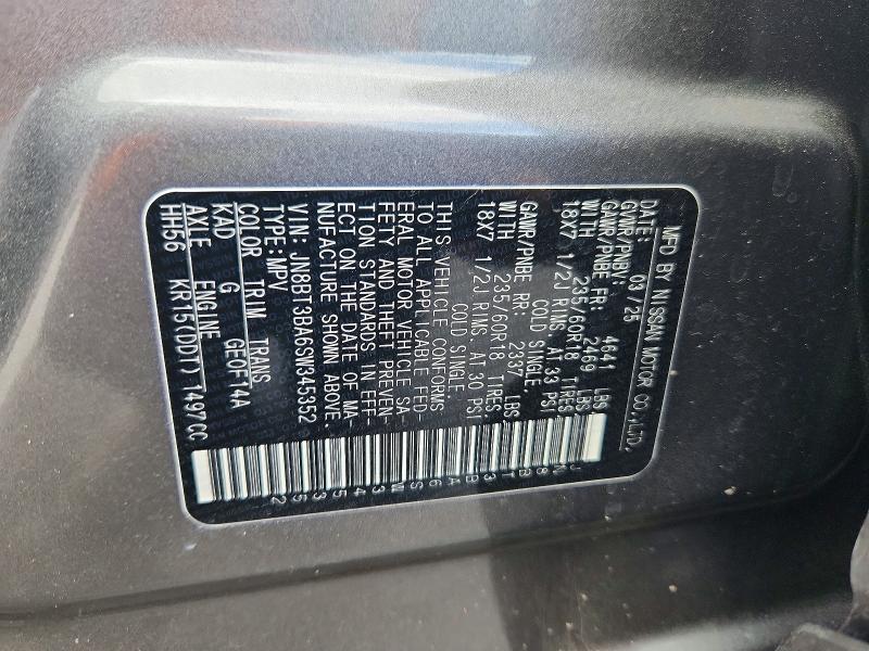 Aukcja sprzedaży 2025 Nissan Rogue, vin: JN8BT3BA6SW345352, numer aukcji: 56303106