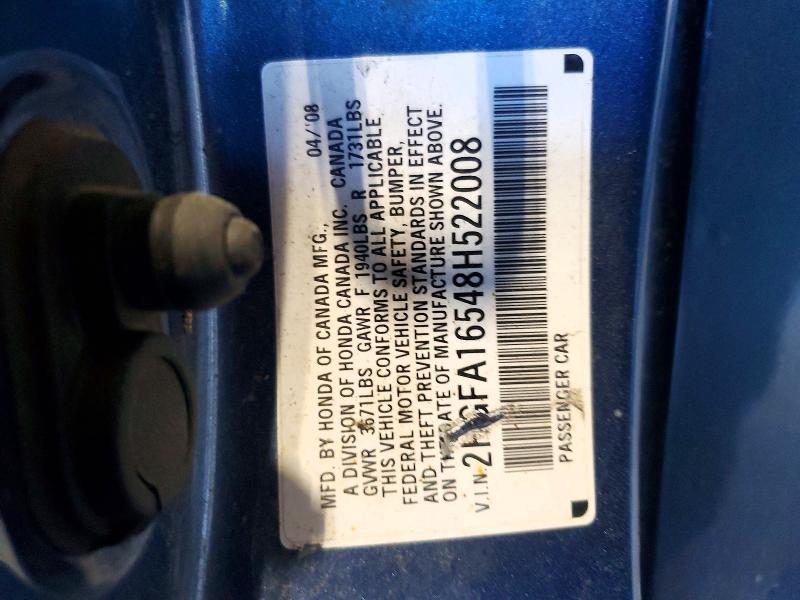 Продаж на аукціоні авто 2008 Honda Civic, vin: 2HGFA16548H522008, номер лоту: 56471186