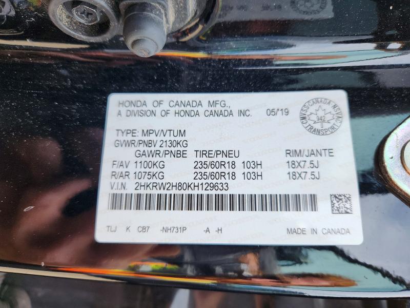 Aukcja sprzedaży 2019 Honda Cr-v, vin: 2HKRW2H80KH129633, numer aukcji: 57052036